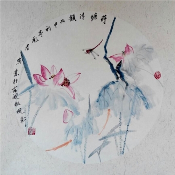 国画花鸟画荷塘清韵 - 汪育彪